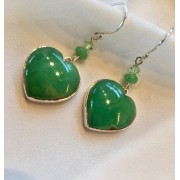 659 boucles d'oreilles coeur chrysoprase, argent sterling